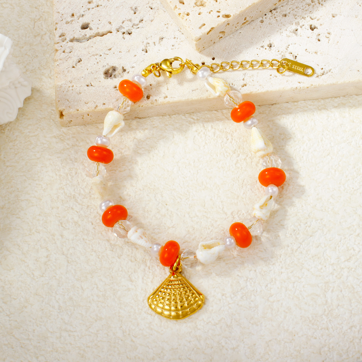 女士时尚友谊手链，梦幻红心宝石珠