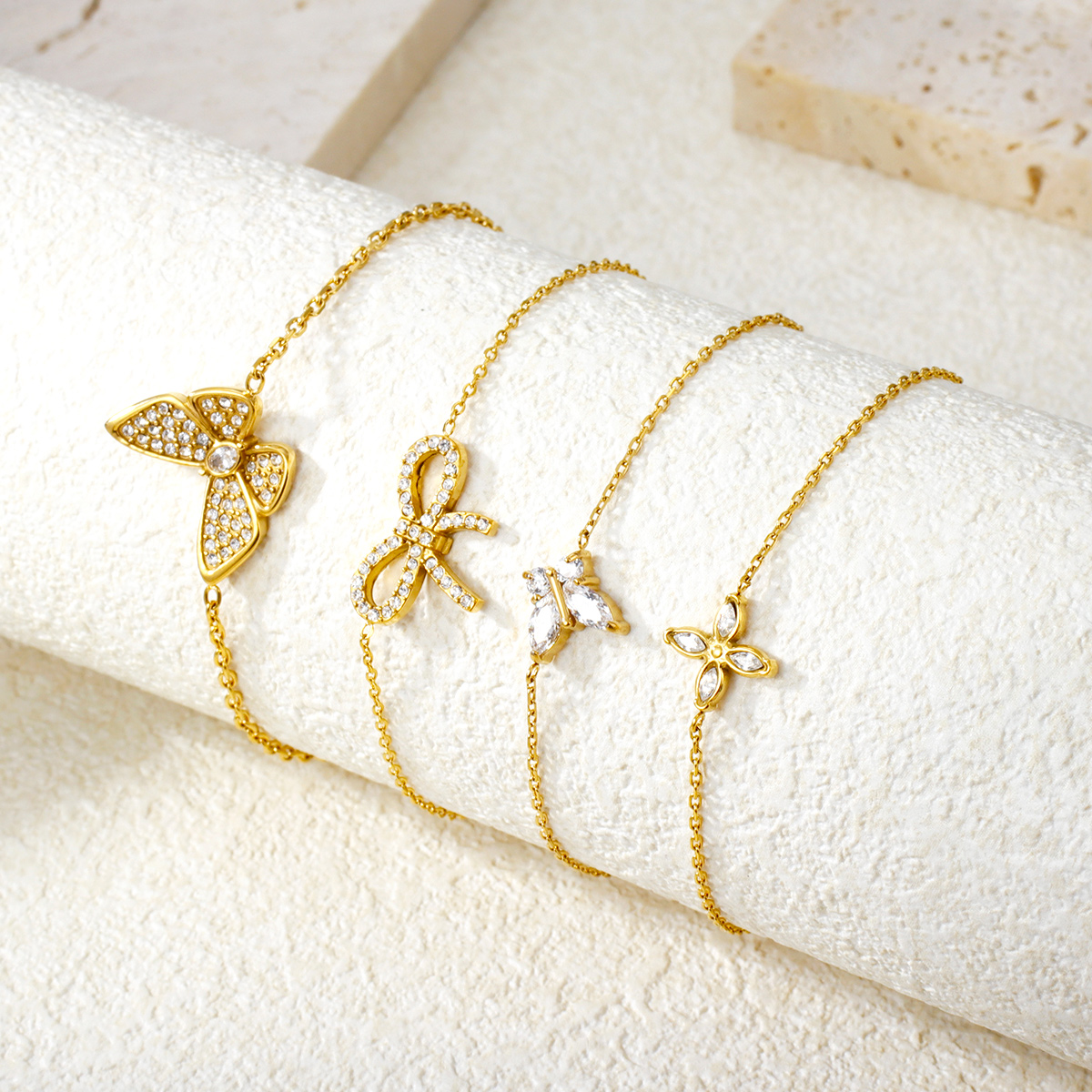 女士时尚手链 18K镀金十字架手链