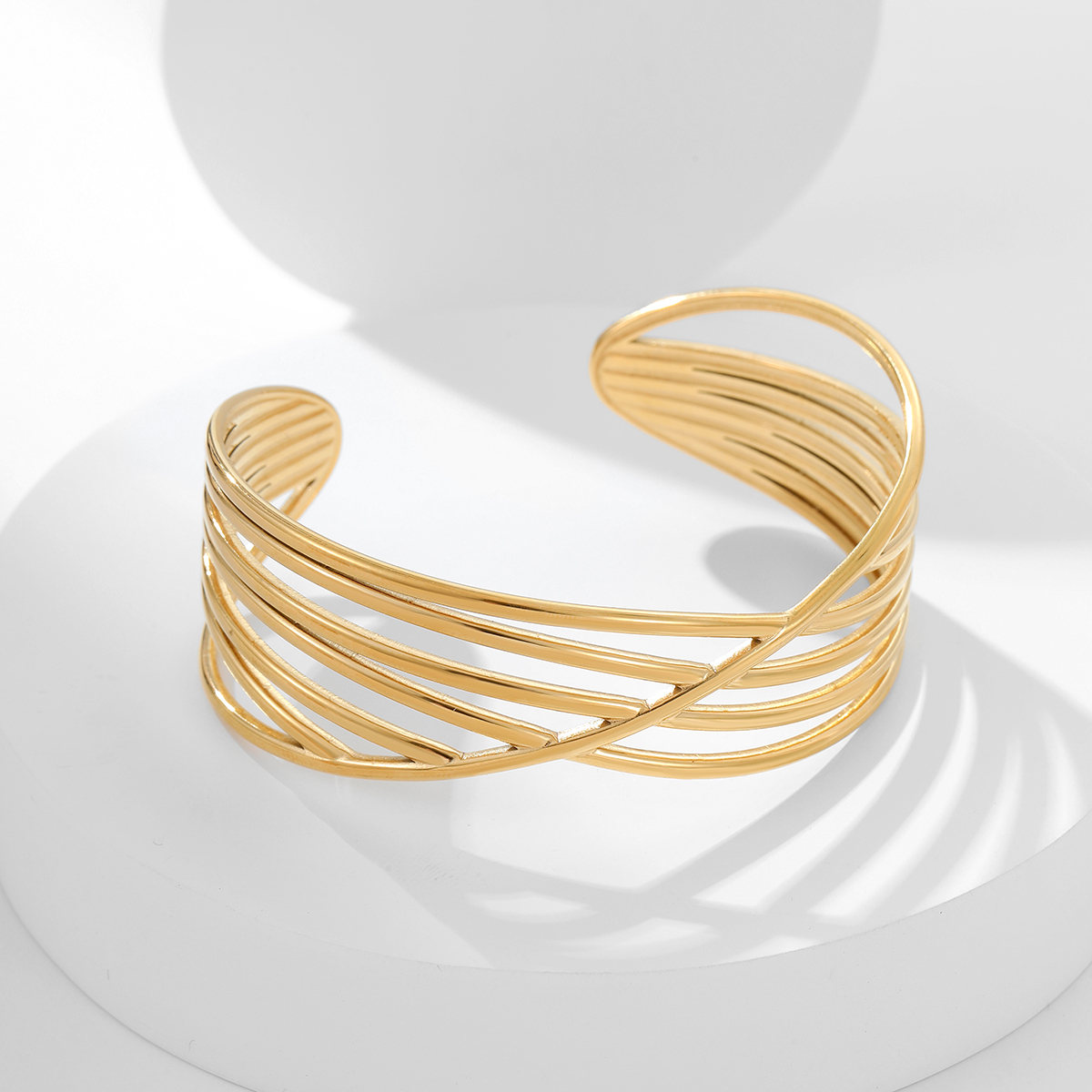 时尚几何线条十字袖口手镯简