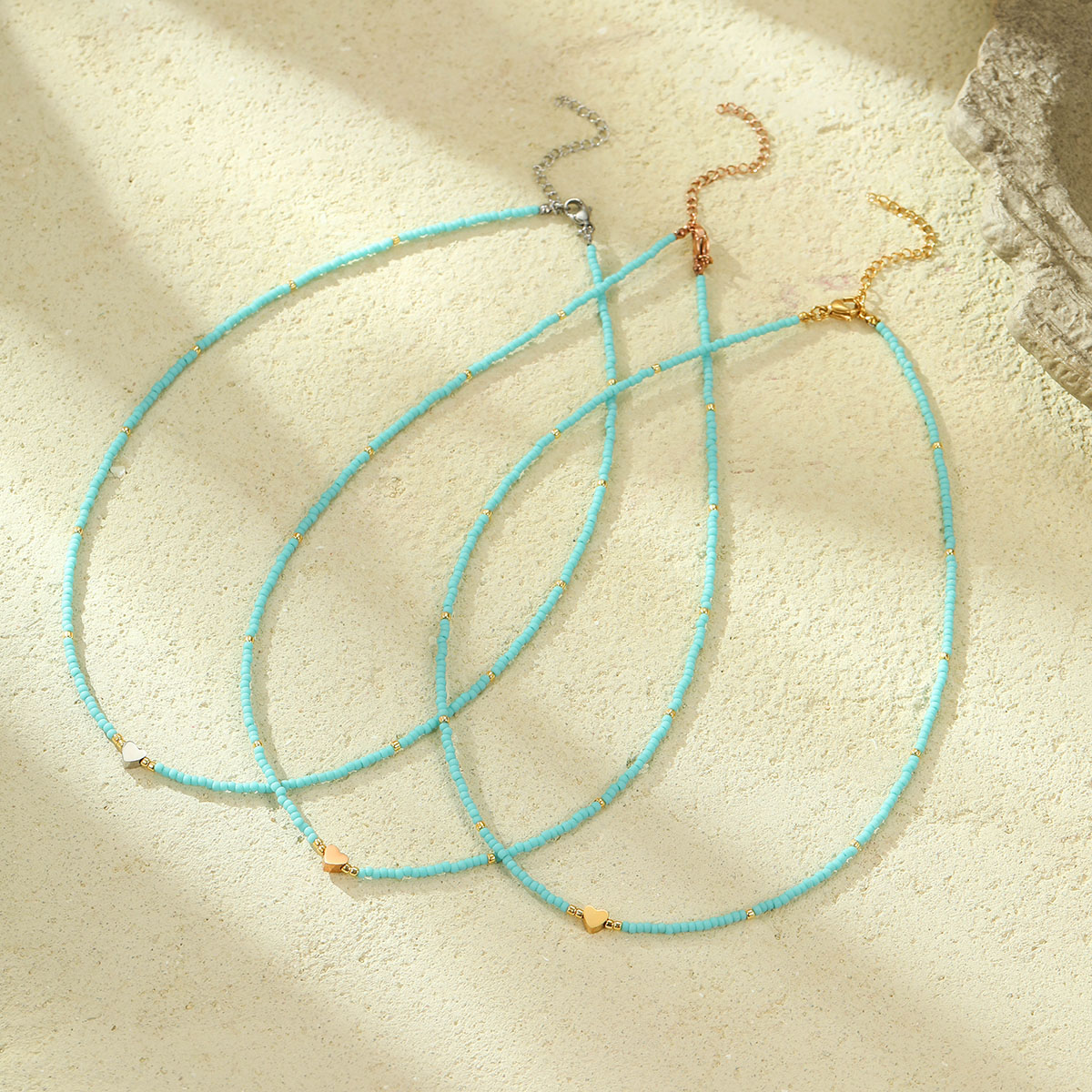 水晶串珠项链女款仿珍珠彩色米珠