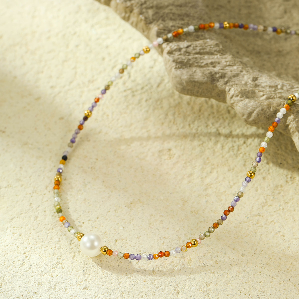 水晶珍珠彩色串珠项链