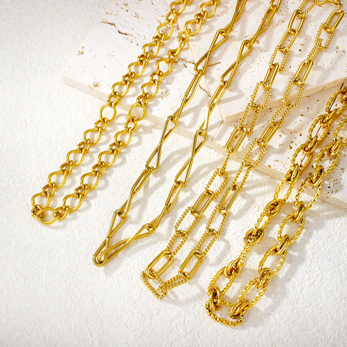 古巴链不锈钢真空镀18k大号粗链项链