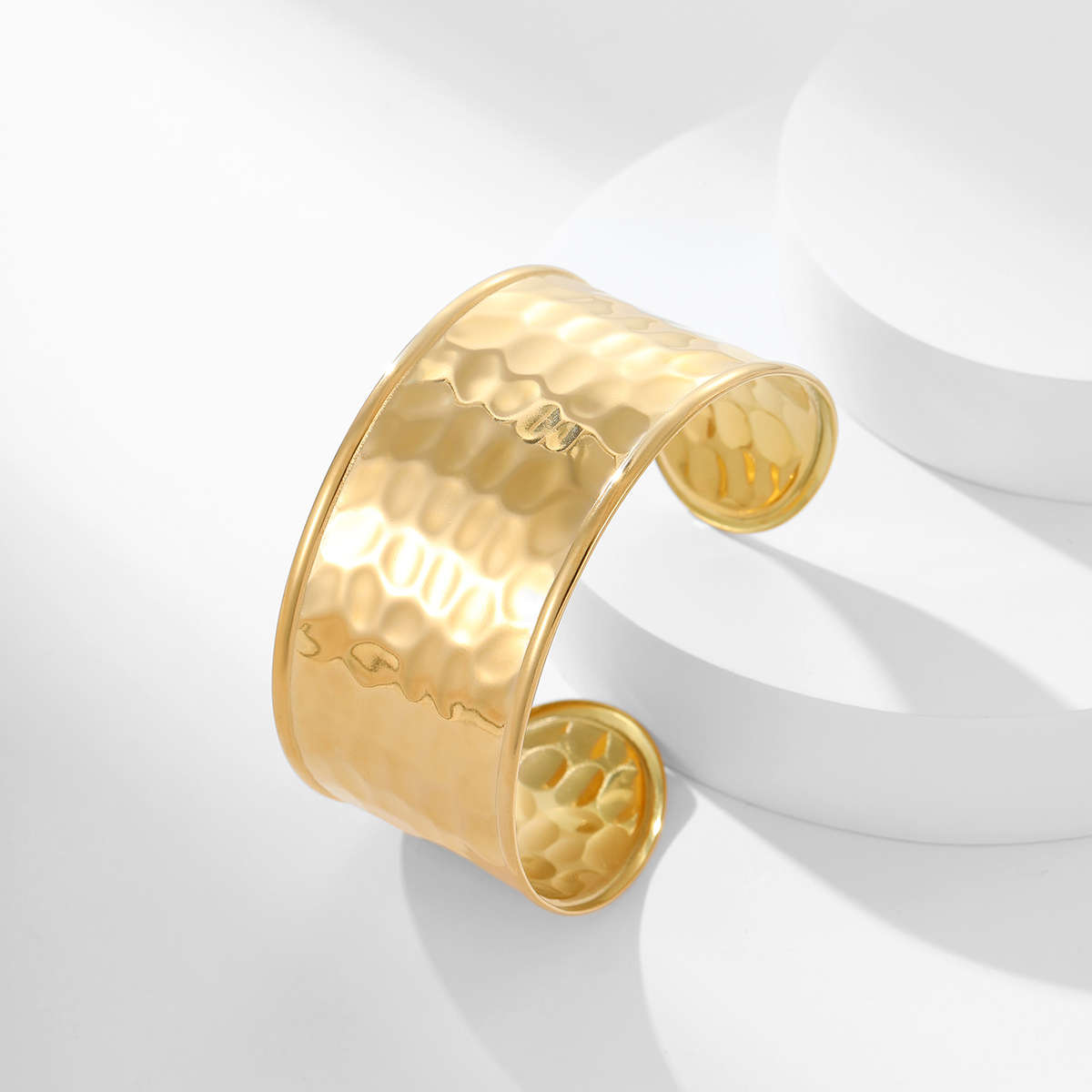 开放式复古开口不锈钢粗袖口手镯