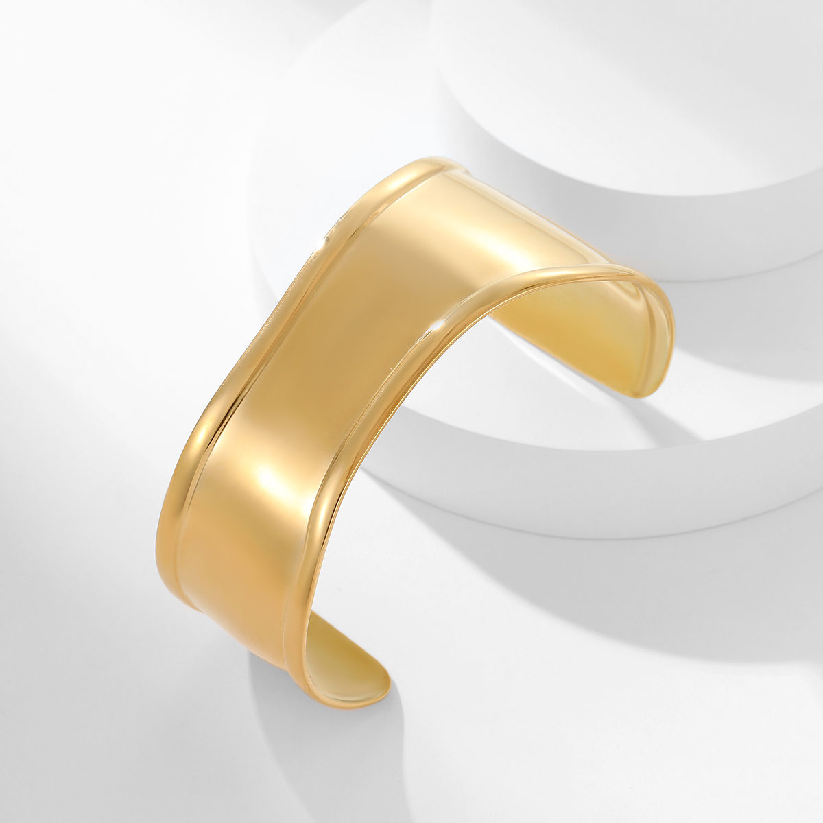 轻奢镀金可调节开口高抛光个性宽手镯
